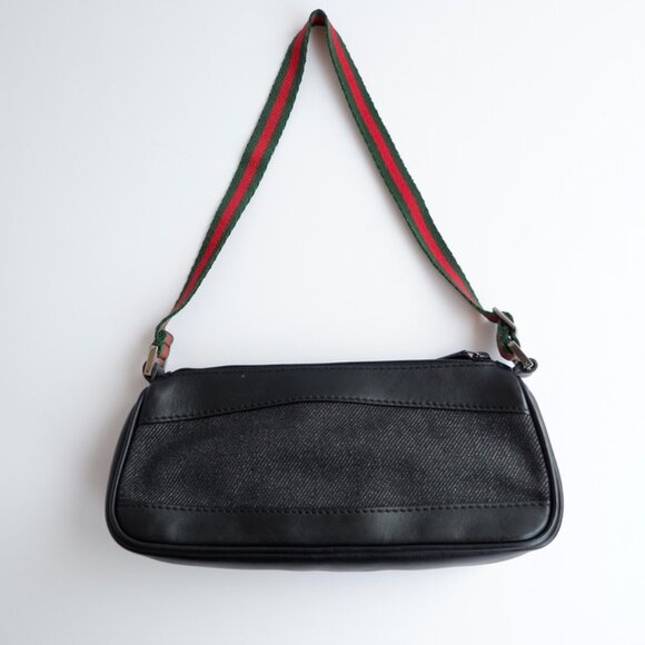 Authentic Preowned Gucci Black Denim/ Leather Sherry Line Micro Shoulder Bag - Picture 6 of 16
